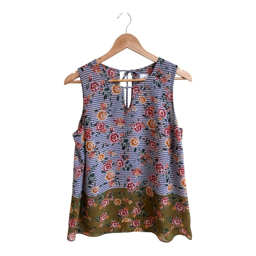 CAbi Multicolor Floral 5354 Penelope Sleeveless Tank Keyhole Neck Womens Size M
